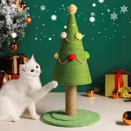 Chat à côté de l’arbre de Noël - Arbre à chat festif