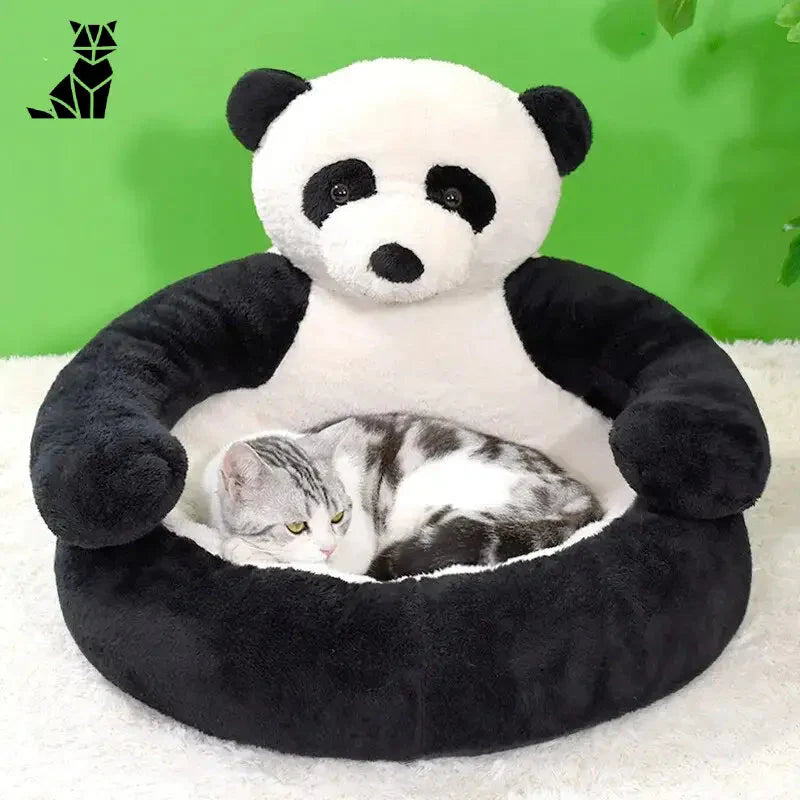 Chat se prélassant dans un câlin noir et blanc éclairé de Soft Winter Nest for Dogs
